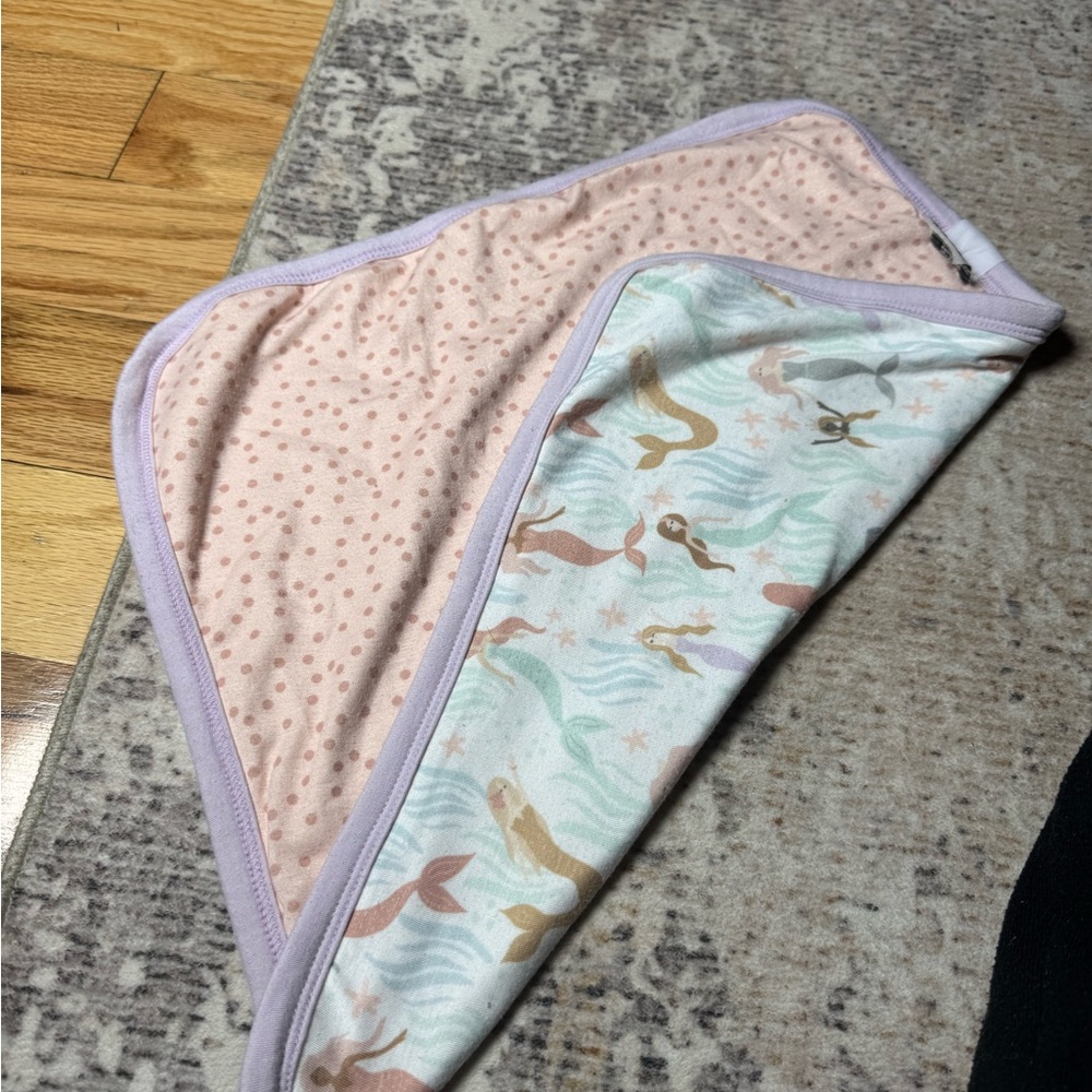 Mermaid and Polka Dot Baby Blanket bamboo
